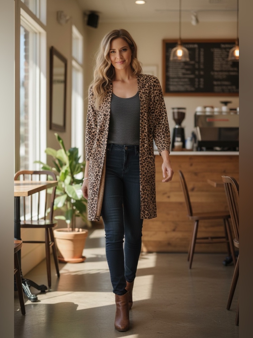 Abercrombie & Fitch Leopard Print Open Front Cardigan Sweater Women’s Medium
